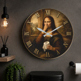 Reloj Redondo Grande Funny Toilet Paper Mona Lisa Bathroom Humor
