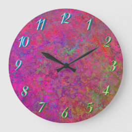 Reloj Redondo Grande Fuschia y textura turquesa