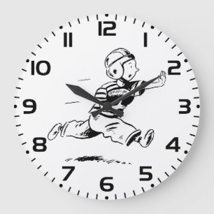 Reloj Redondo Grande Fútbol Americano Vintage Niño Corriendo Atrás