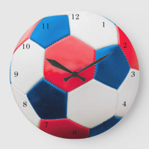 Reloj Redondo Grande Fútbol blanco y azul rojo