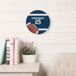 Reloj Redondo Grande Fútbol de Jersey de franjas azul y blanca