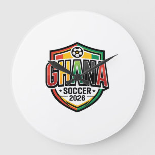 Reloj Redondo Grande Fútbol Ghana 2026 Fútbol Negrita Tipografía País R