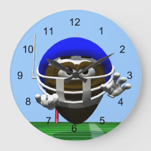 Reloj Redondo Grande Fútbol Personalizado gracioso en un casco
