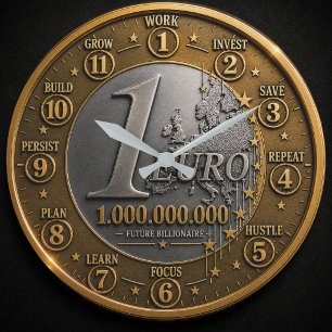 Reloj Redondo Grande Future Billionaire Euro Coin 
