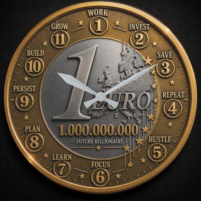 Reloj Redondo Grande Future Billionaire Euro Coin  (Subido por el creador)