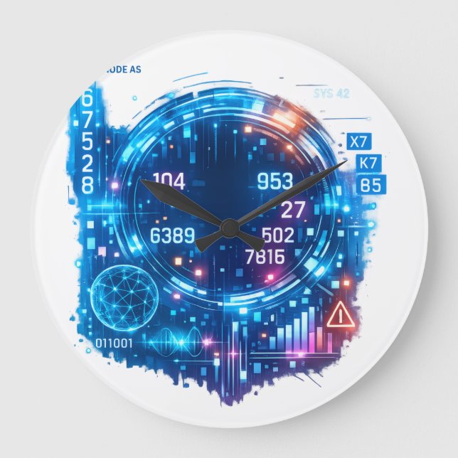Reloj Redondo Grande Futuristic Cyber HUD Wall Clock – Digital Interfac (Anverso)