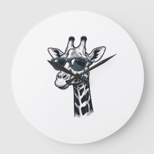 Reloj Redondo Grande Gafas de sol de jirafa geniales Camiseta con graba