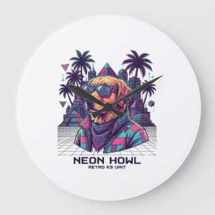 Reloj Redondo Grande Gafas de sol para perros Neon Howl Retro K9 Unit P