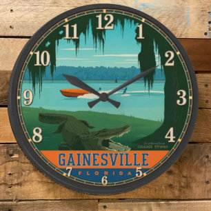 Reloj Redondo Grande Gainesville Florida Alligator Vintage Travel Poste