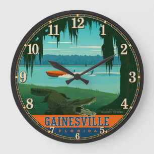 Reloj Redondo Grande Gainesville Florida Alligator Vintage Travel Poste