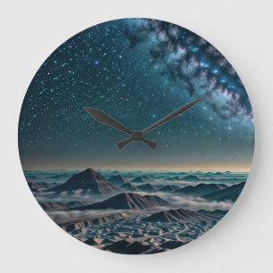 Reloj Redondo Grande Galaxia de la Vía Láctea sobre montañas del desier