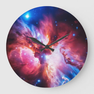 Reloj Redondo Grande Galaxia de Nebulosa Colorida Espacio Estrellas Uni