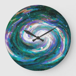 Reloj Redondo Grande Galaxia esmeralda y púrpura