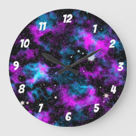 Reloj Redondo Grande Galaxia púrpura y azul cósmica