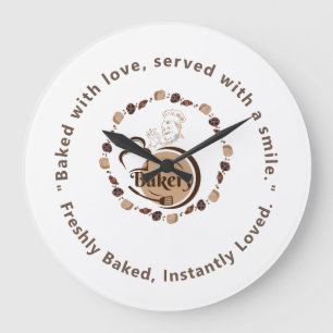 Reloj Redondo Grande Galletas de logotipo de chef de panadería Brown Cr