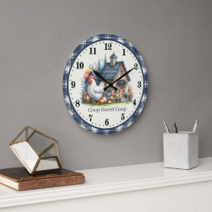 Reloj Redondo Grande Gallinero de gallo campestre lindo agregar texto 