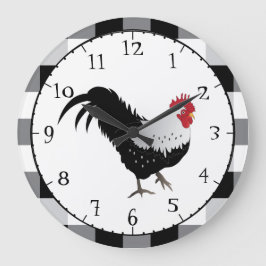 Reloj Redondo Grande Gallo con el control blanco negro
