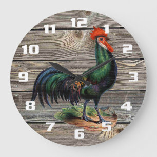 Reloj Redondo Grande Gallo de Campo Rústico Cocina