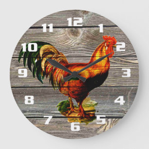 Reloj Redondo Grande Gallo de Campo Rústico Cocina