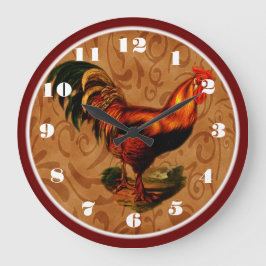 Reloj Redondo Grande Gallo de cocina de campo hermoso