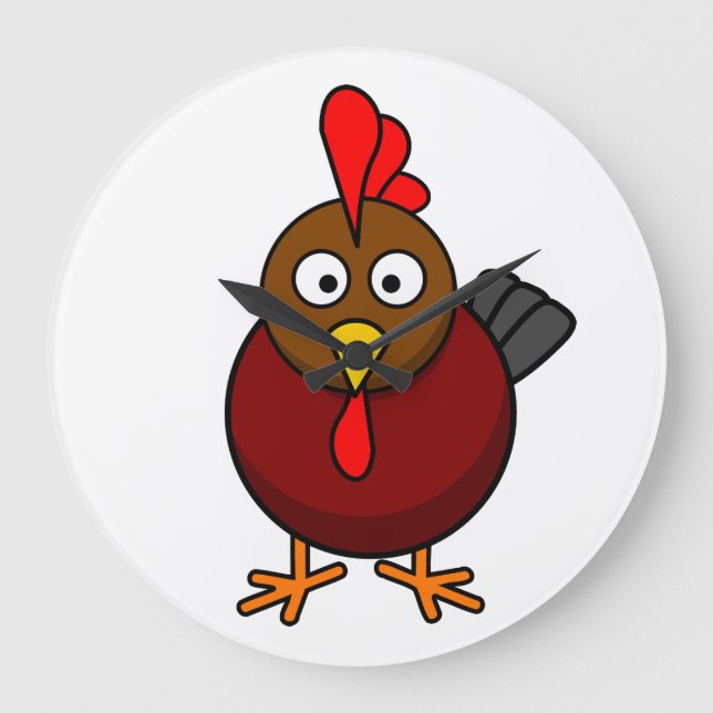 Reloj Redondo Grande Gallo de dibujos animados  (Anverso)