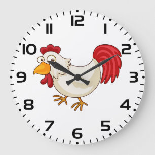 Reloj Redondo Grande Gallo de Dibujos Animados Gallina Blanca