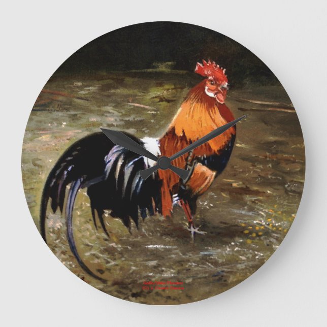 Reloj Redondo Grande Gallo/Galo/Rooster (Anverso)