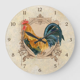 Reloj Redondo Grande Gallo rústico del granero del país francés del