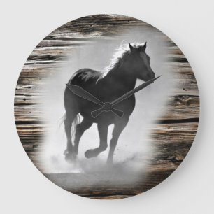 Reloj Redondo Grande Gallopaje de caballos salvajes