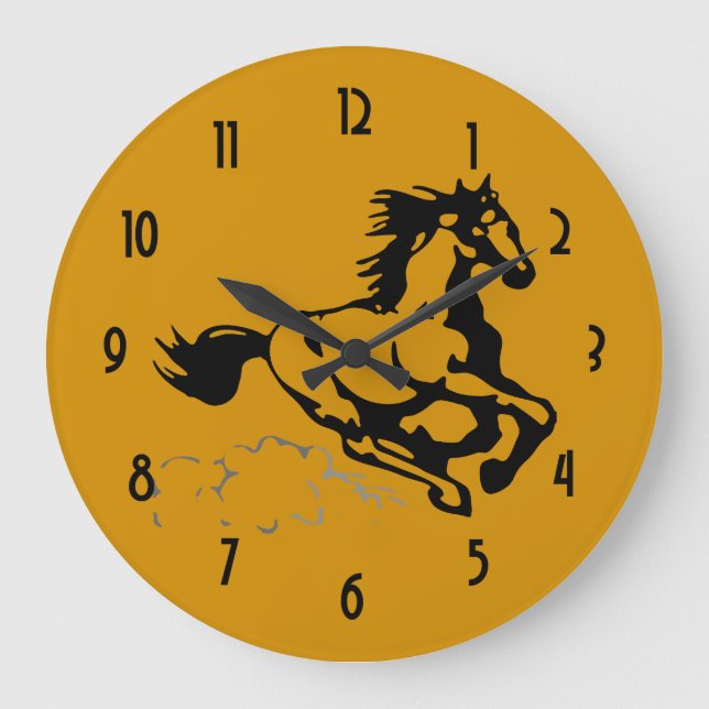 Reloj Redondo Grande Galloping Horse Wild and Free (Anverso)