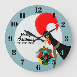 Reloj Redondo Grande Gallos portugueses y Navidades holandeses baubles