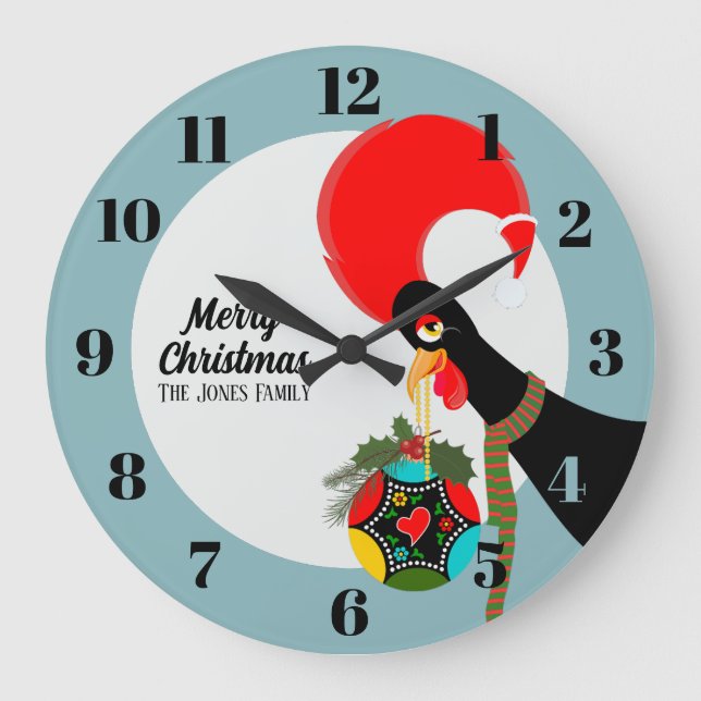 Reloj Redondo Grande Gallos portugueses y Navidades holandeses baubles (Anverso)