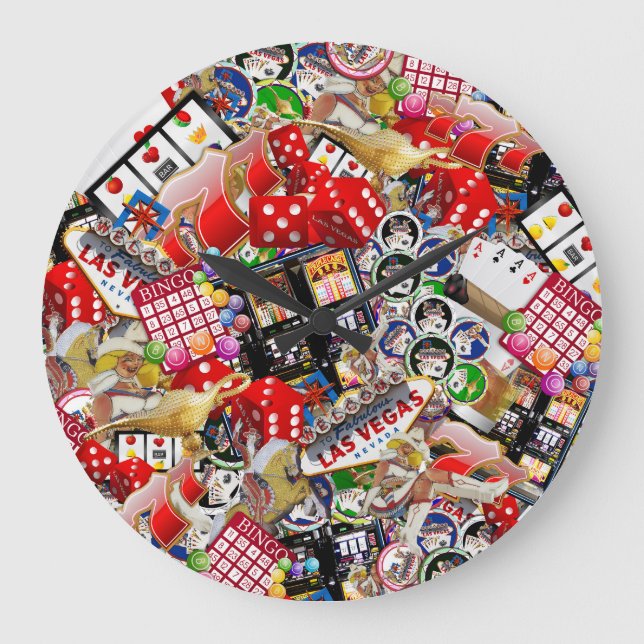 Reloj Redondo Grande Gamblers Delight - Las Vegas Icons (Anverso)