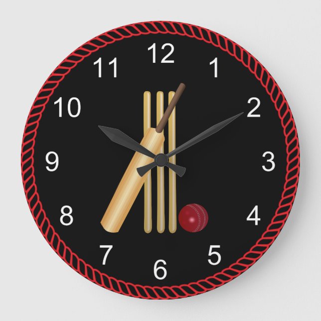 Reloj Redondo Grande Game of Cricket, Bat and Ball (Anverso)