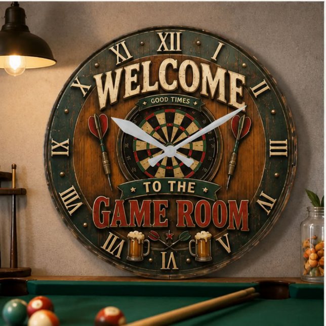 Reloj Redondo Grande Game Room Dartboard Rustic Pub Bar Decor  (Subido por el creador)
