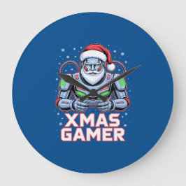 Reloj Redondo Grande Gamer Christmas Gifts Cyber Santa Robot Xmas Gamer