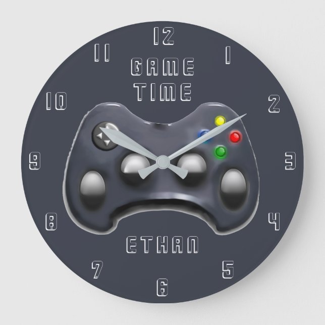 Reloj Redondo Grande Gamer de vídeo (Anverso)