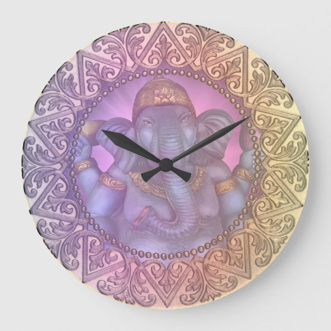 Reloj Redondo Grande Ganesha en tonos pasteles (Anverso)