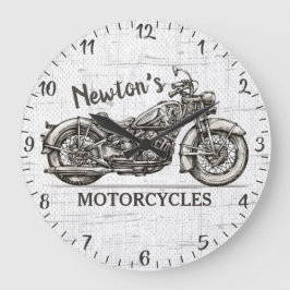 Reloj Redondo Grande Garaje de motocicleta de vintage con nombre person