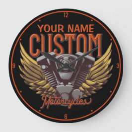 Reloj Redondo Grande Garaje de motocicleta personalizada Eagle Wings Bi