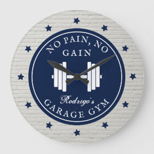 Reloj Redondo Grande Garaje Hogar Gimnasio Fitness Barbell Nombre depor