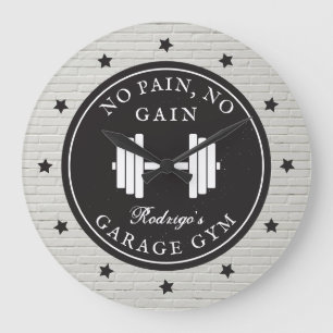 Reloj Redondo Grande Garaje Hogar Gimnasio Fitness Barbell Nombre depor
