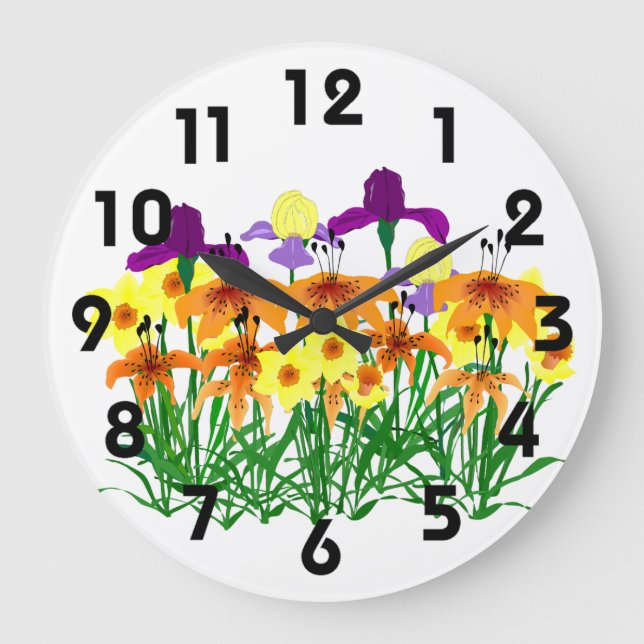 Reloj Redondo Grande Garden Flowers Clock (Anverso)