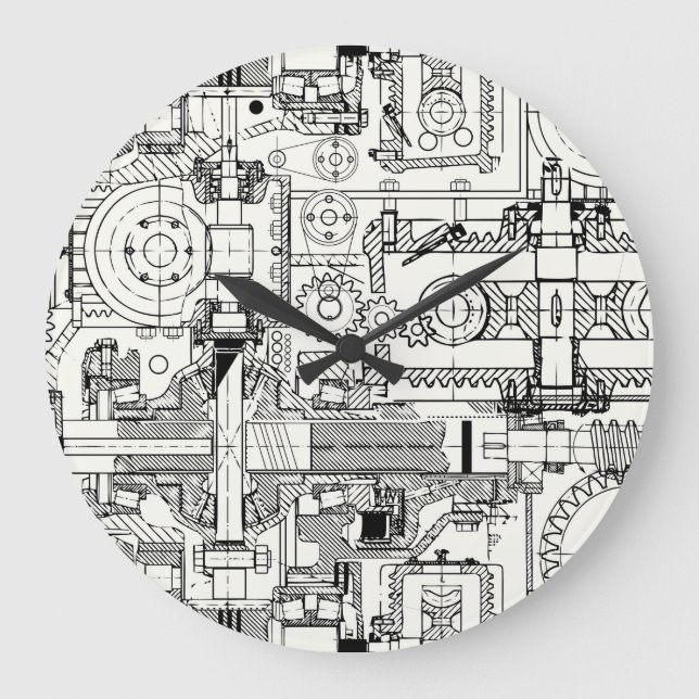 Reloj Redondo Grande Gases De Gálibo: Máquinas Técnicas Sin Marea. (Anverso)