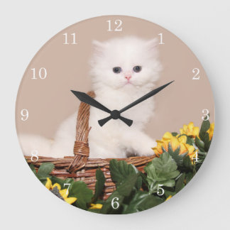 Reloj Redondo Grande Gatito blanco