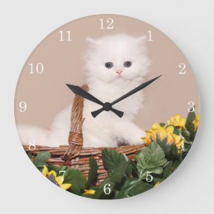 Reloj Redondo Grande Gatito blanco perez