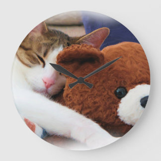 Reloj Redondo Grande Gatito con el peluche