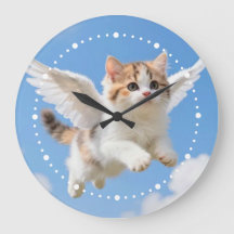 Gatito Volador Adorable Calico Tabby Cielo Azul