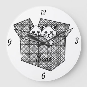 Reloj Redondo Grande Gatitos en una caja Thunder_Cove