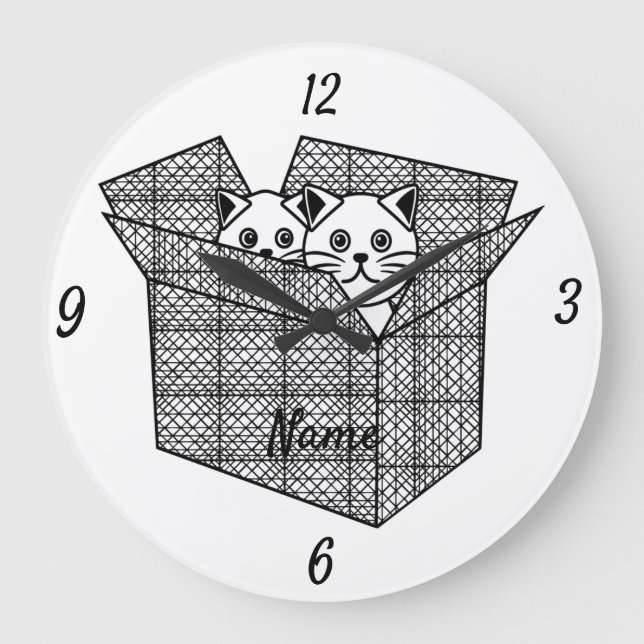Reloj Redondo Grande Gatitos en una caja Thunder_Cove (Anverso)